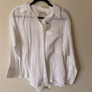 Abercrombie & Fitch White Gauze Textured Shirt
